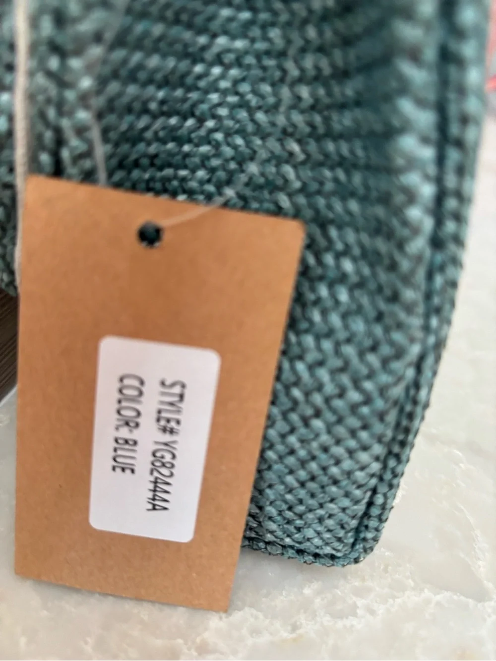 NWT Savannah seafoam blue green Woven Handbag/crossbody with Bamboo Handle